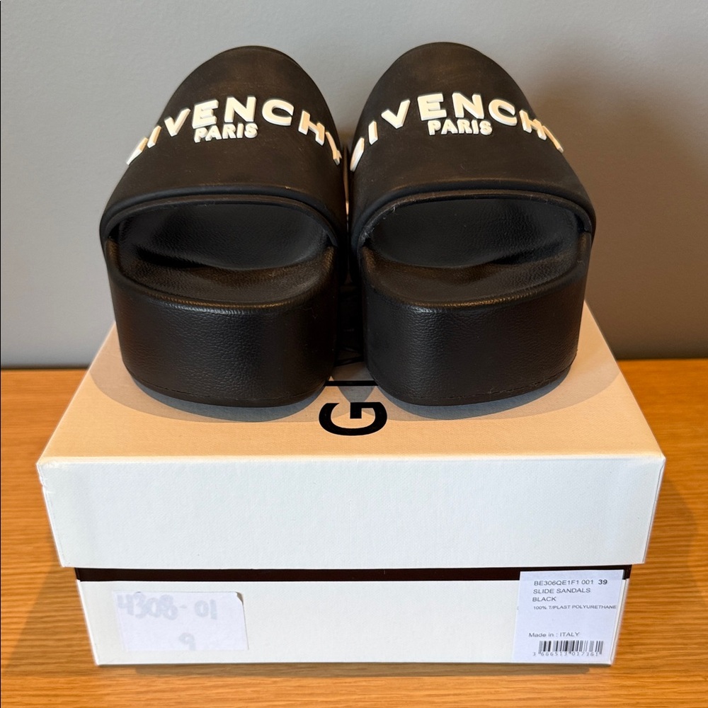 Givenchy Black Slides with White Logo - Picture 8 of 8